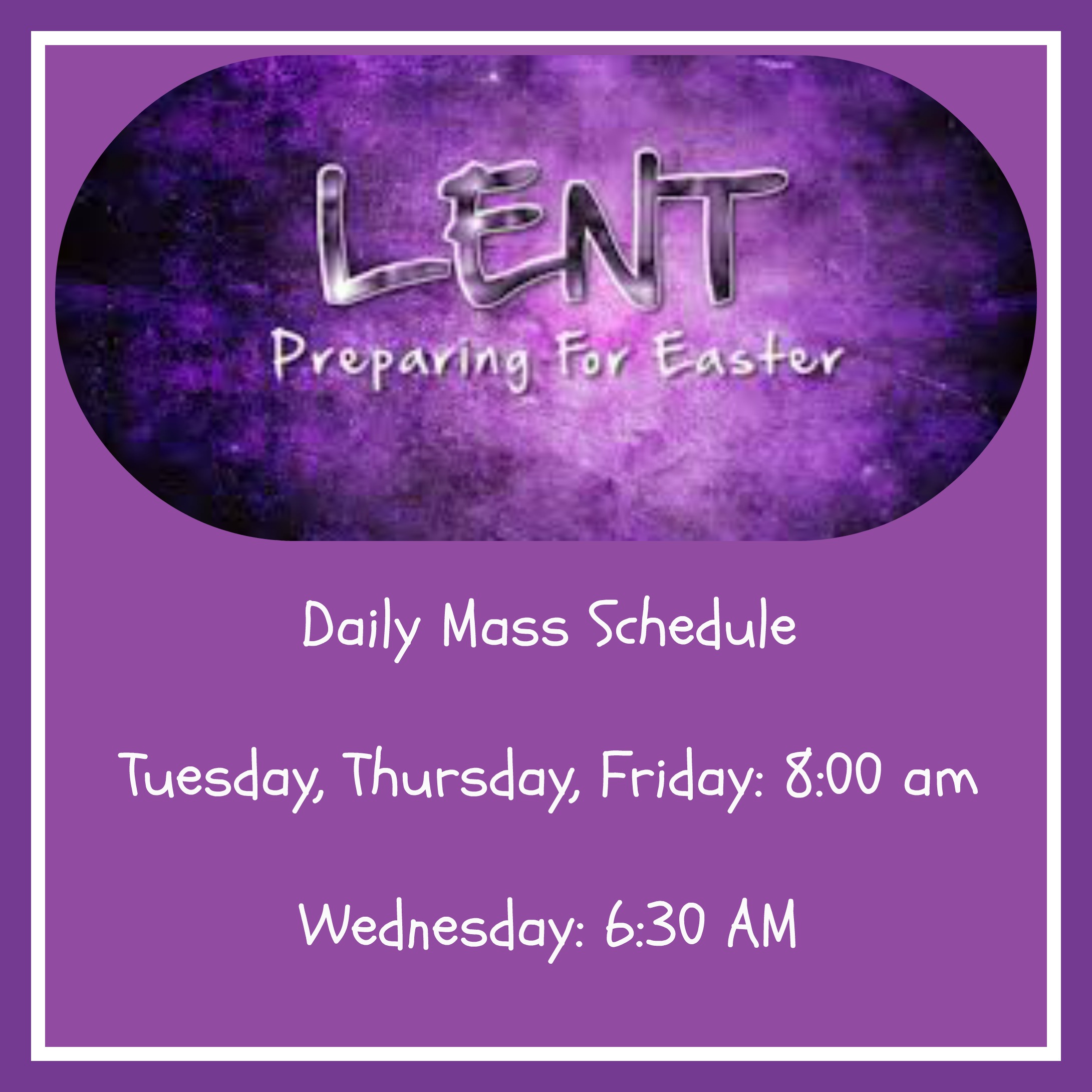 Daily mass schedule